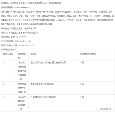 南通地铁与苏州S1线设备评标结果分析 牵引系统与AFC系统的技术对比
